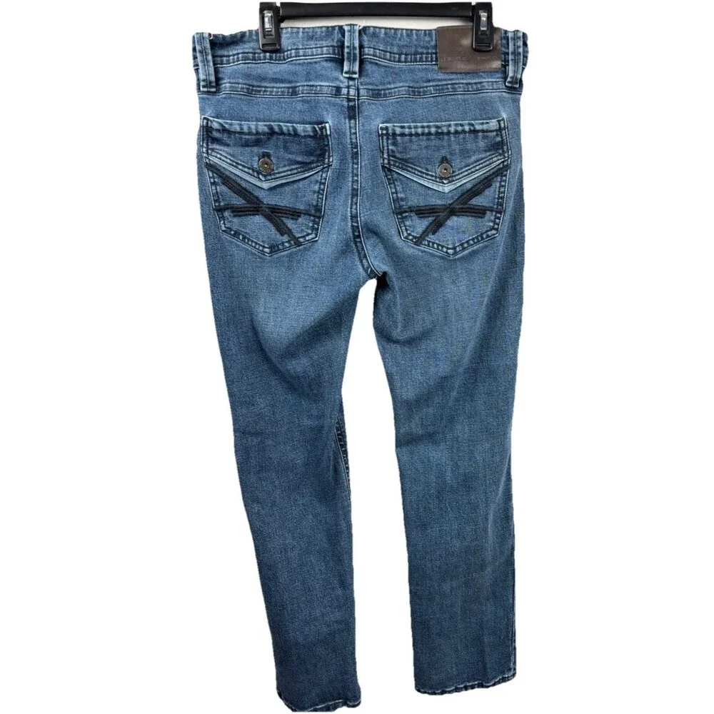 TK Axel Jeans Mens 32x32 Blue Slim Boot Cut Distressed Faded Denim Workwear Pant